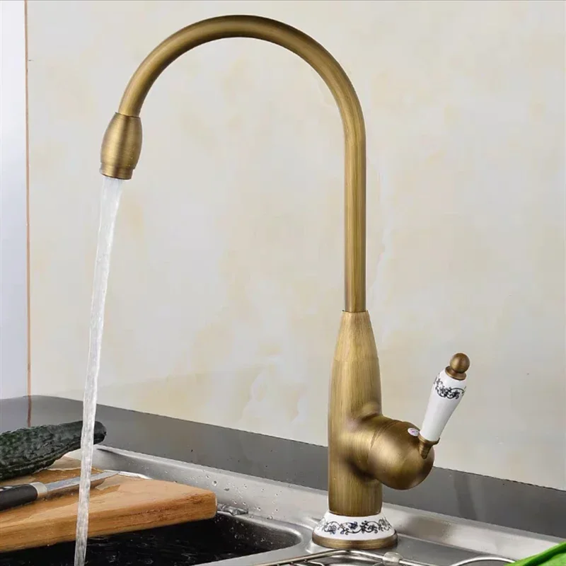 Кухонный Смеситель WZLY из античной меди поворот на 360 градусов