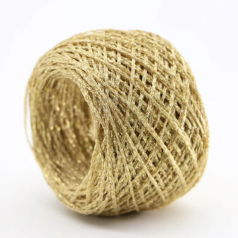 

50g/ball Colorful Unique Gold Silver Wool Cotton Metallic Yarn Skein Crochet Thread Glitter Hand-woven Craft Bag Freeshipping