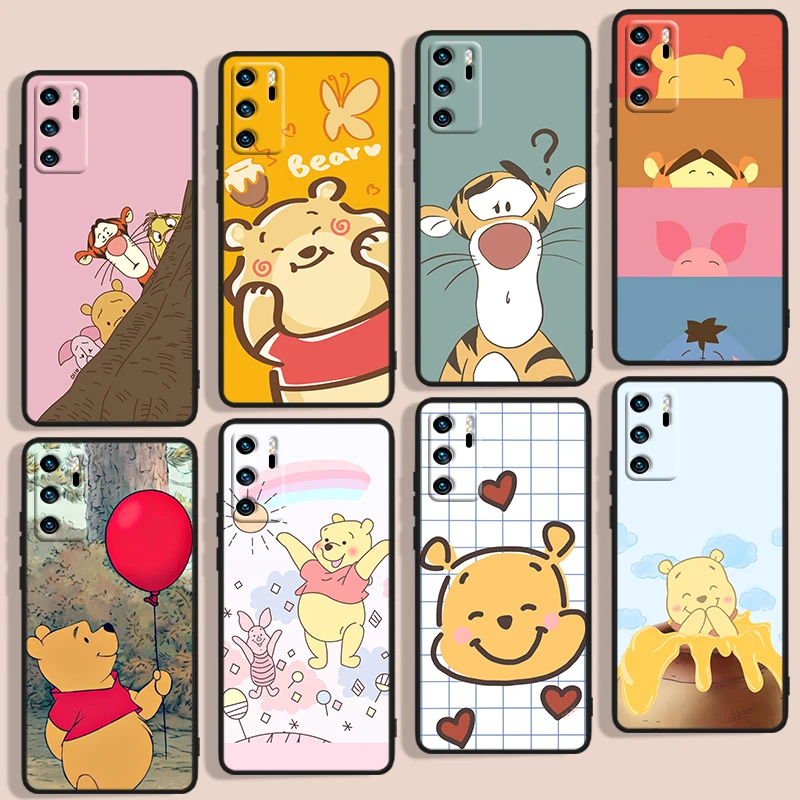 

Beautiful winnie the pooh Phone Case For Huawei P Smart 2018 Plus 2019 Z 2020 S 2021 Pro Nova 2i 3 3i 5 5T 7 7i 8 8i 9 9SE Black