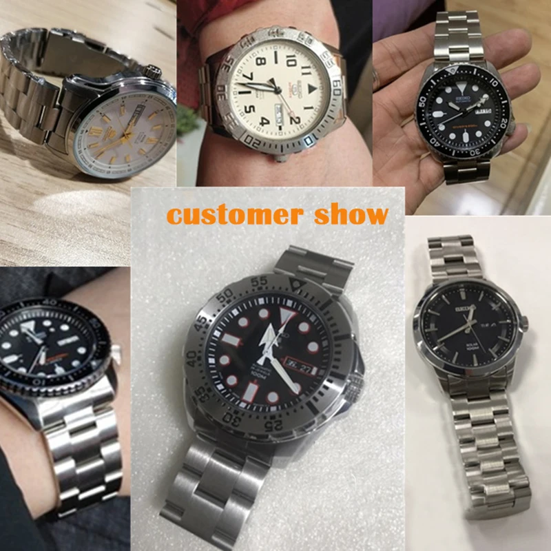 22mm Bracelet for Seiko SKX007 SKX009 Men's Watch Accessories Oyster Curved Band Stainless Steel Strap Solid Buckle 2.0mm Thick
