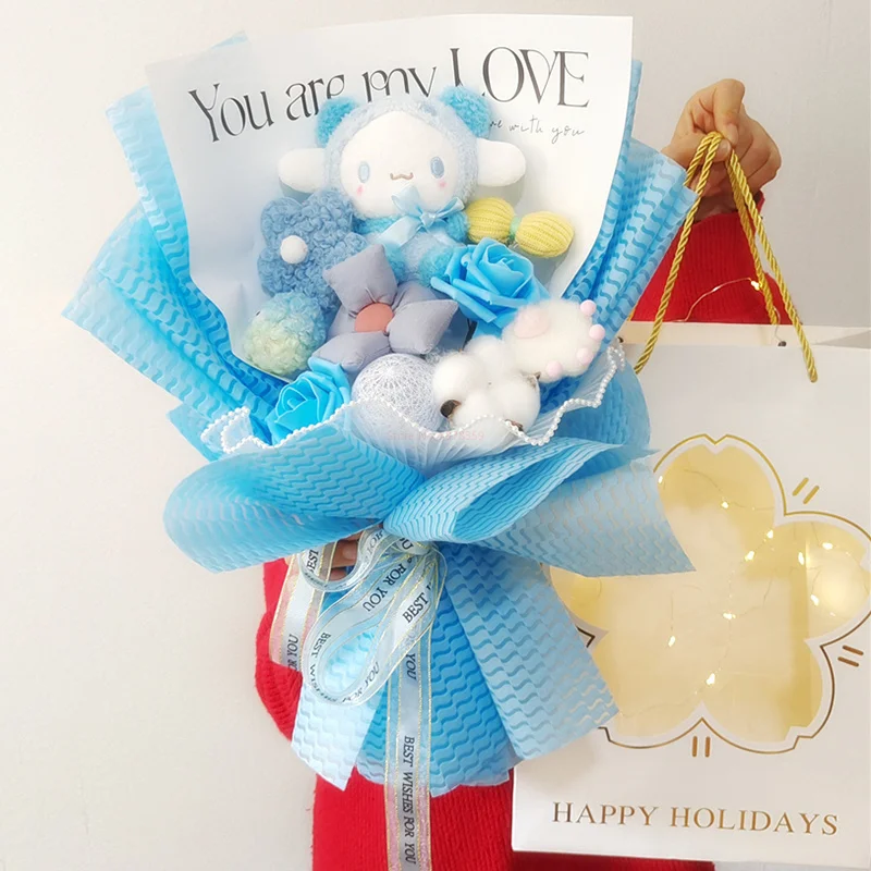 

Cartoon Sanrio Cinnamoroll Plush Dolls Festival Bouquet Toys Romantic Gift Bag Valentine's Day Xmas Girl Friend Surprise Gifts