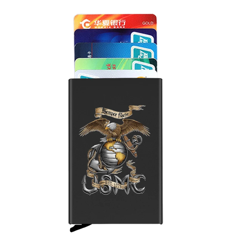 

Anti-theft ID Credit Card Holder Thin Aluminium Metal Wallets The U.S. Marine Corps is always loyal Pocket Case Bank Card Box