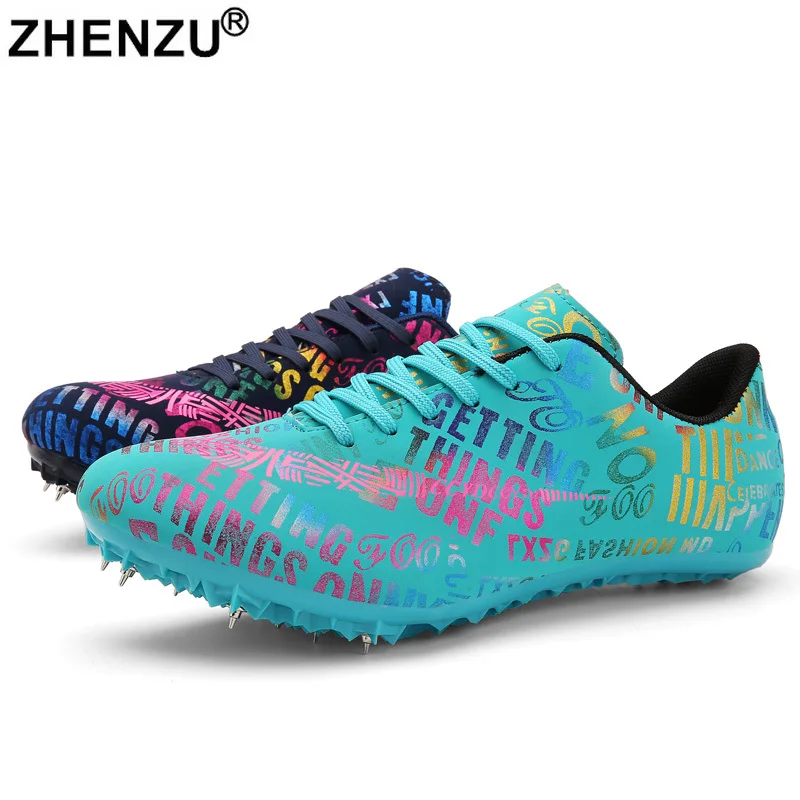 ZHENZU Men Women Boys Track Field Sport Shoes Spikes Athlete Running Tracking Jump Sneakers Girls Spiked Shoes Jumping Shoes
