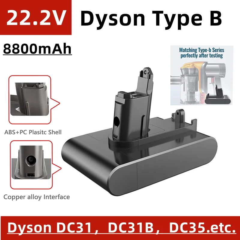 

Сменная батарея Dyson 22,2 в, тип B, 4800 мАч ~ 8800 мАч, для ручных пылесосов Dyson DC31, DC31B, DC35 ,DC44, dc45,etc