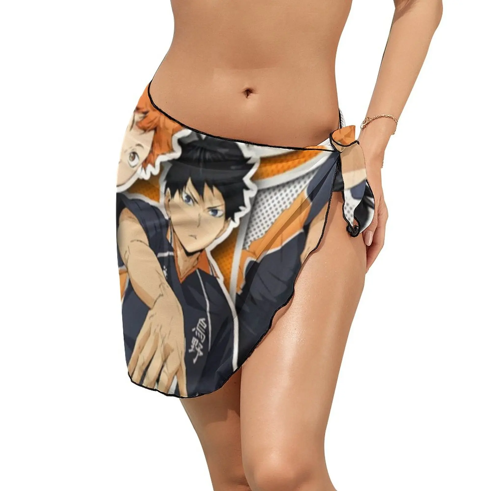 

Пляжное шифоновое бикини Miya Atsumu, накидка аниме Haikyu Fly, высокие юбки, летняя кавайная накидка, Женская пляжная одежда на заказ