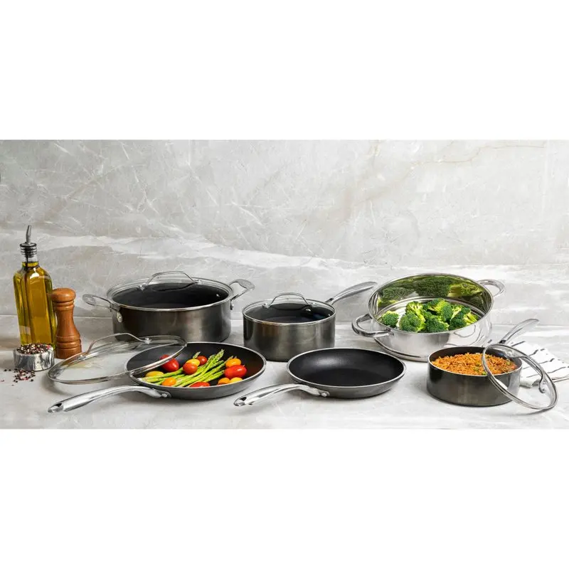 

10-Pc. Cast Textured Nonstick Cookware Set Kitchen Cooking Accessories