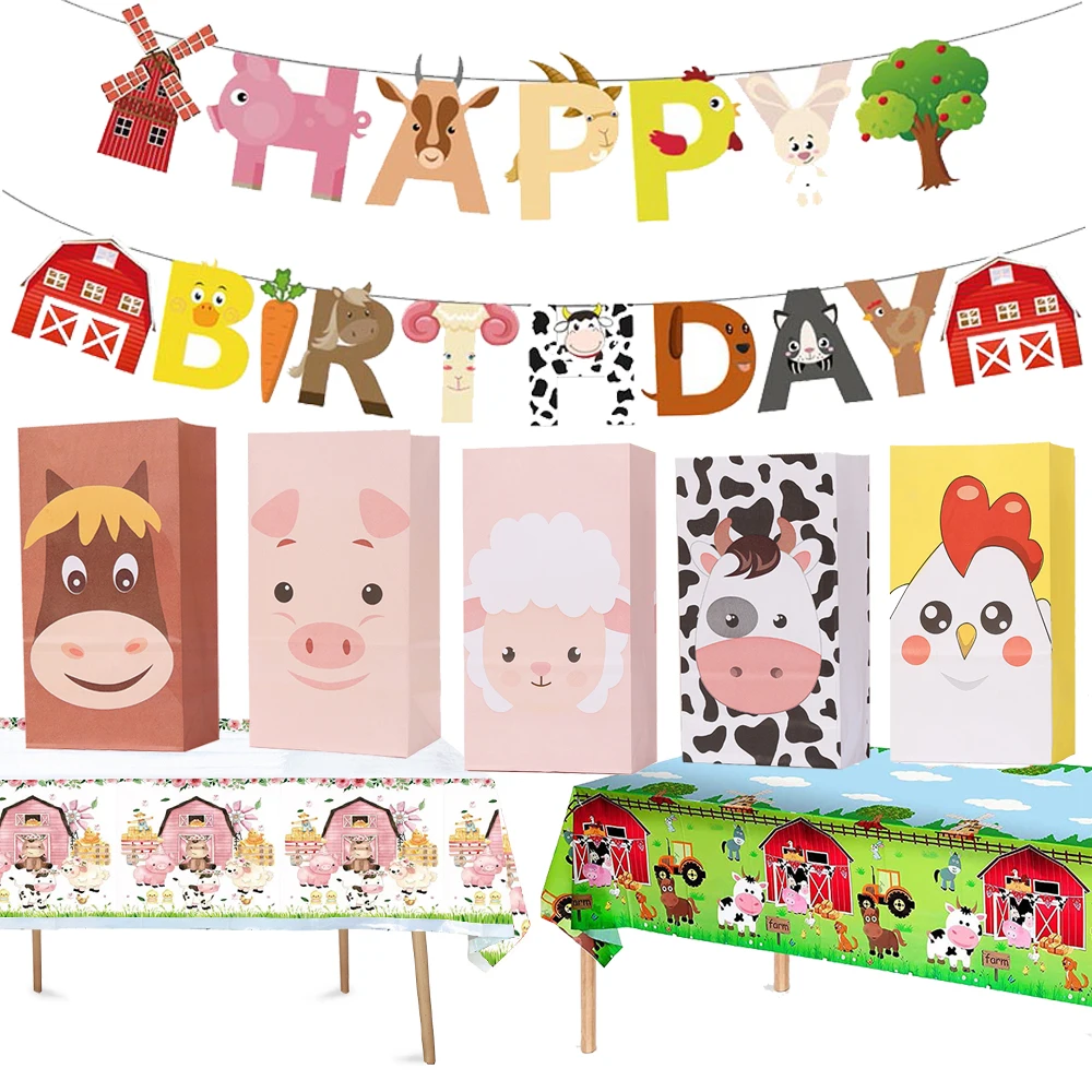 

Farm Animals Party Bags Sheep Paper Bag Cow Treat Bags Chick Gift Goodie Bags Kids Birthday Farm Themed Party Favor Decoration