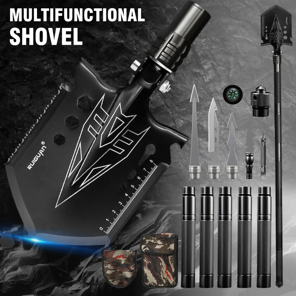 

Outdoor Spade Shovel 3cr13 Steel Multi-Purpose Shovel Portable Detachable Tool Gardening Accessory Wilderness Self-Protection