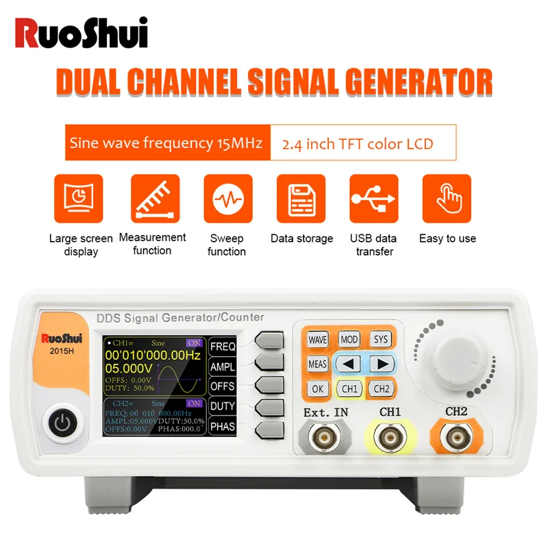 

RuoShui 2015H Signal Generator High Resolution Counter Antenna Analyzer LED AC/DC Top Quality Digital Benchtop Frequency Meter