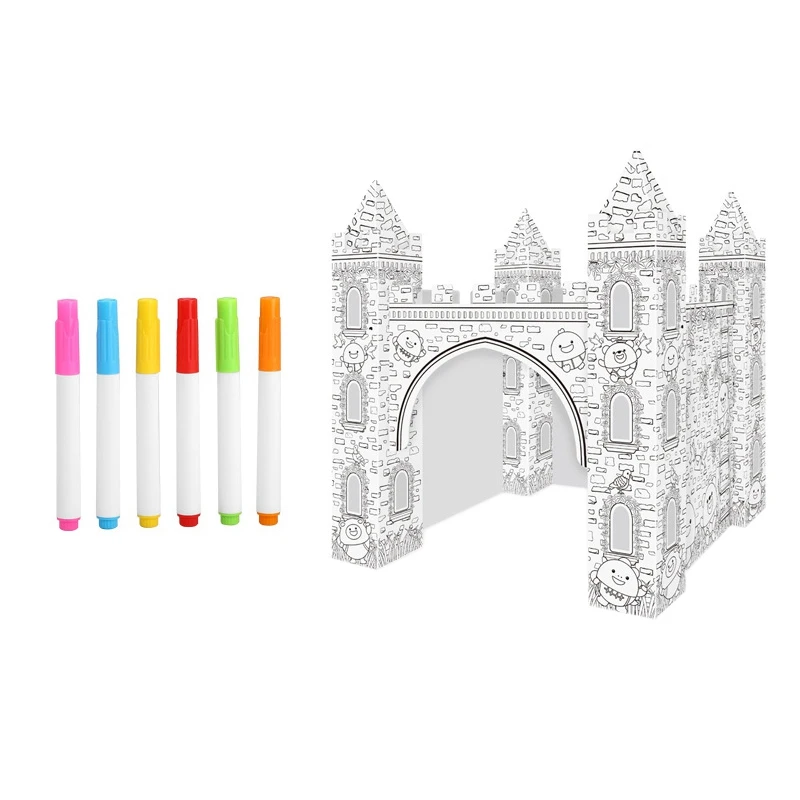 

Diy Drawing Castle Toy Coloured Graffiti Paper House Hand-Painted Doodle Children Kid Early Education Game