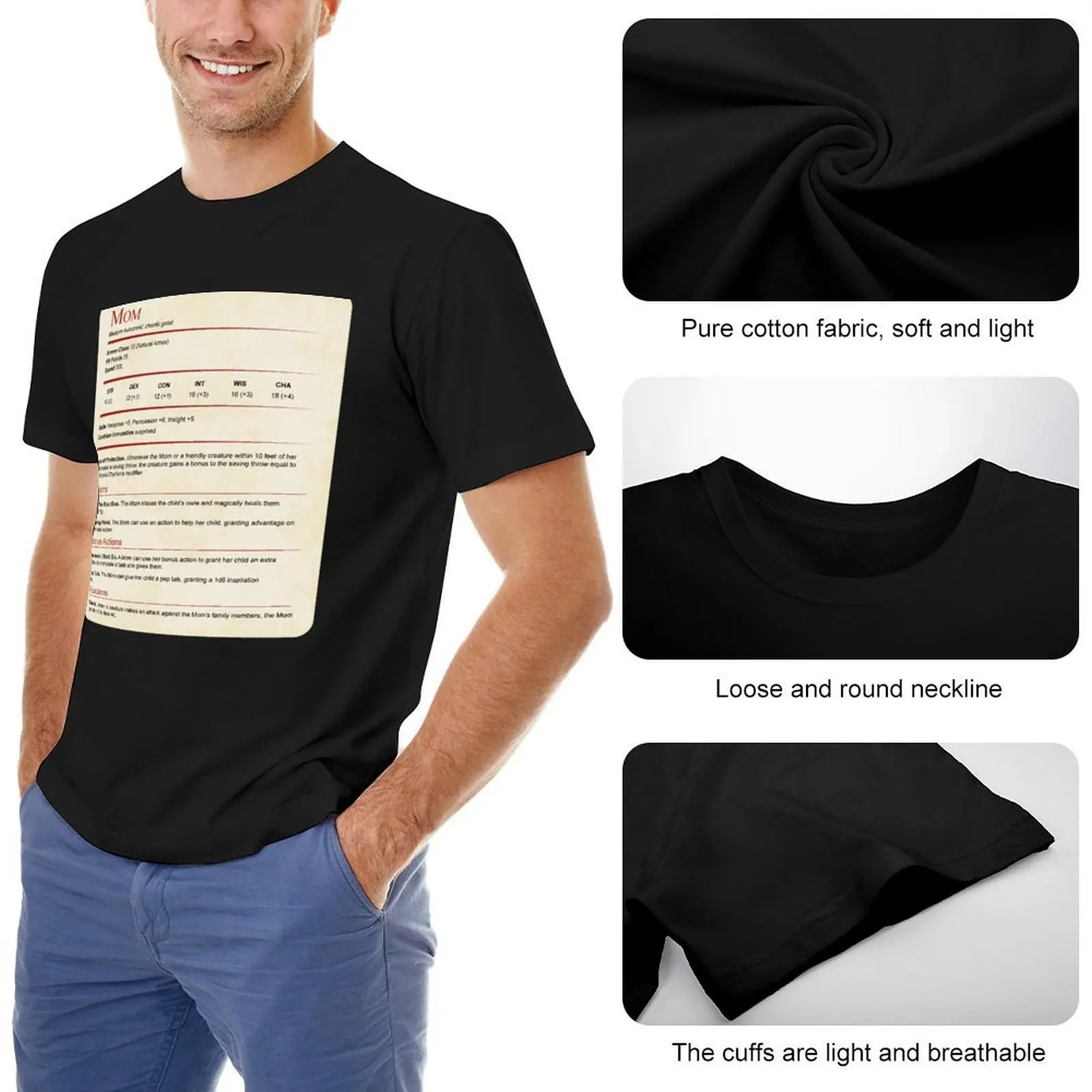 Футболка D&ampD Mom Stat Block одежда в стиле аниме простая мужская