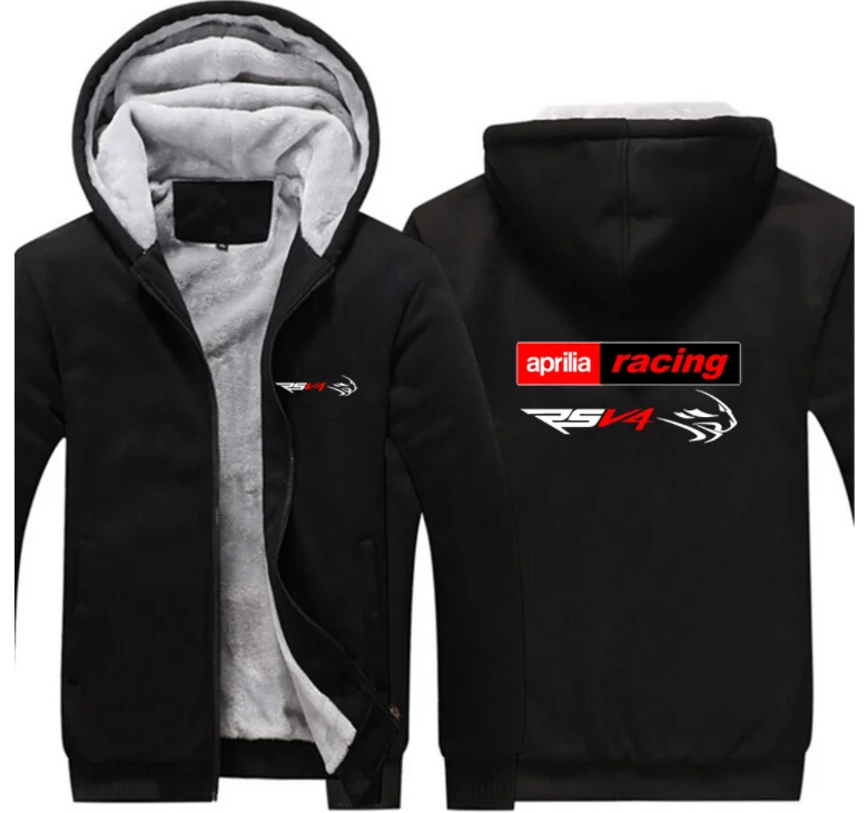 

Winter Hoodies Men APRILIA Logo Jacket Thicken Warm Fleece cotton Zipper Raglan Coat Male Tracksuits