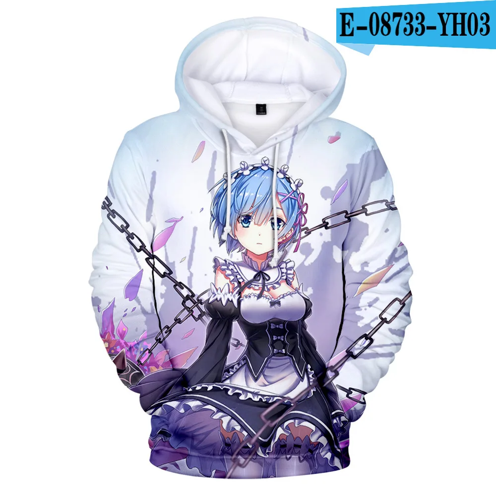 

Популярные толстовки Harajuku с 3D принтом Re ZERO Rem Ram, свитшоты для мужчин и женщин, удобная толстовка, повседневные пуловеры для взрослых и детей