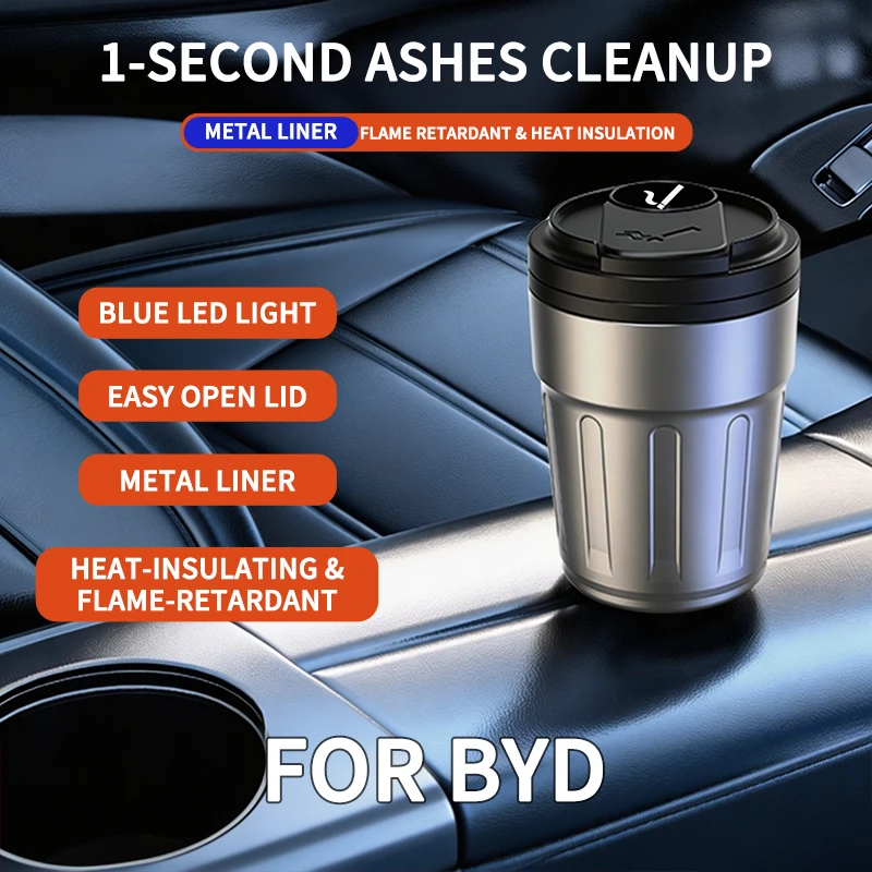 Автомобильная пепельница с LED-подсветкой, бездымный подстаканник для BYD F3, E6, Yuan Plus, Atto, F0, G3, I3, Ea1, Song Max, Tang Dmi, F3, аксессуары (art.: 3920dc121058e) - 3920dc121058e