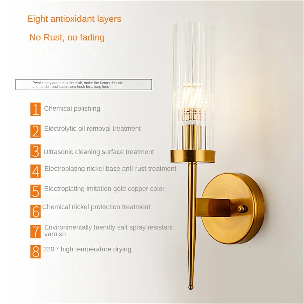 

Europe Golden Wall Lamp Led 5W for Home Decor Bedroom Living Room Decoration Light Metal Glass Aisle Corridor Interior Sconce