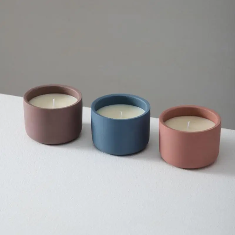 

Dinner Decoration Diy Handmade Candlestick Thick Candle Cup Round 300ml Candle Jar Household Matte Concrete Mold Nordic Style
