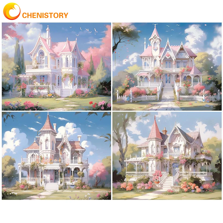 Картина по номерам CHENISTORY замок на холсте нерамный пейзаж акриловая краска для