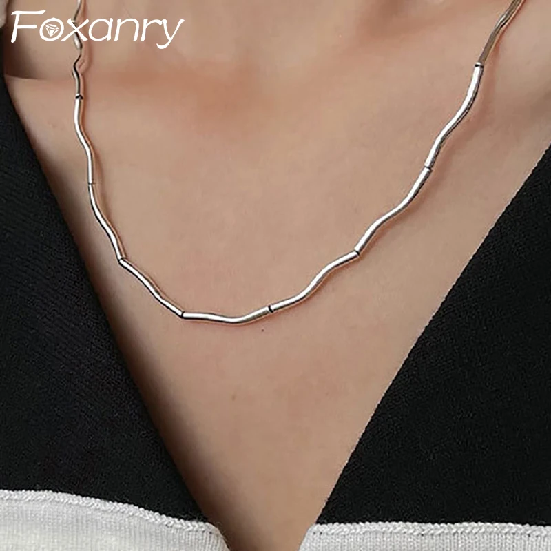 

Минималистичное ожерелье FOXANRY с цепочкой до ключицы, очаровательное женское ожерелье для девушки, новая модная винтажная модель, украшения ...