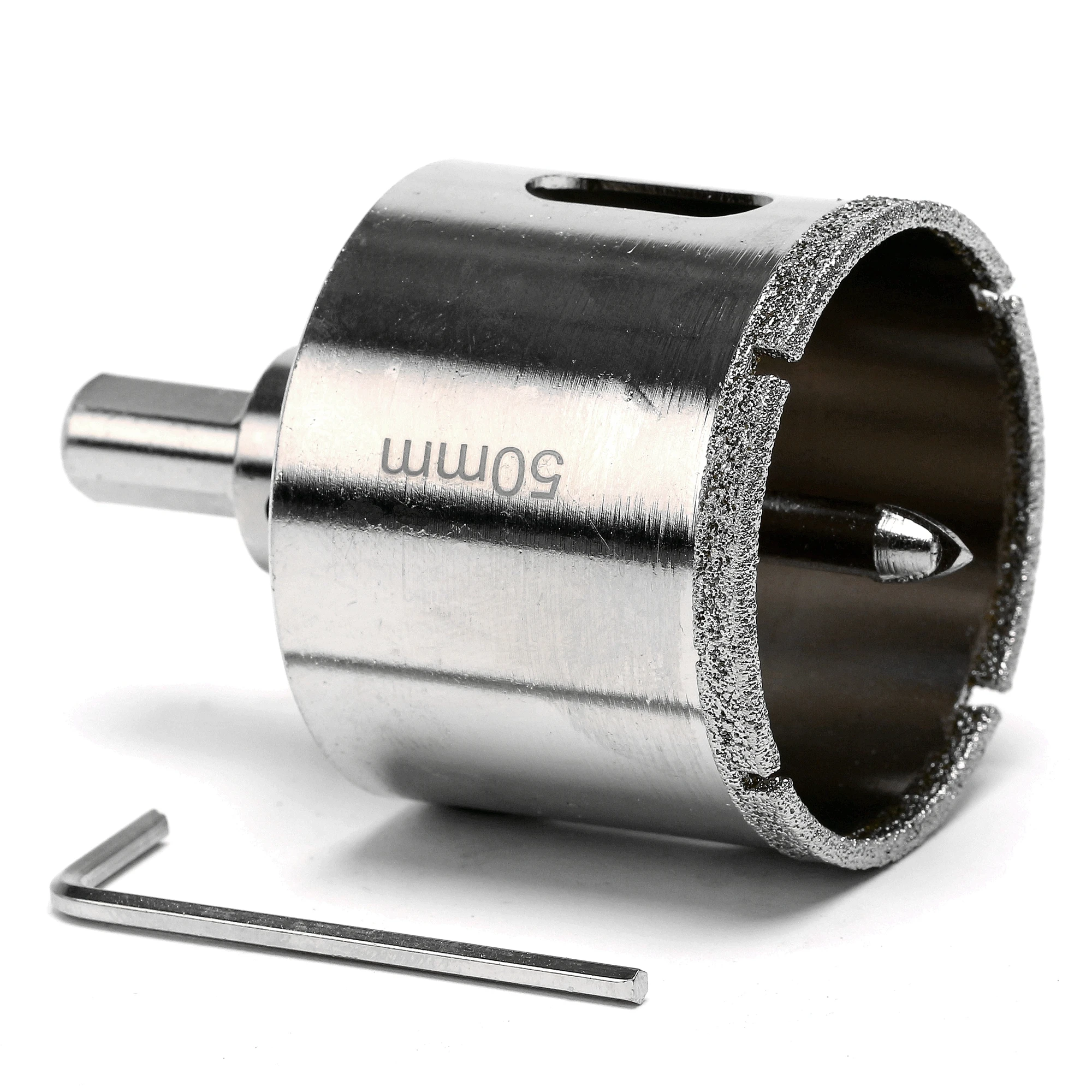 

Алмазное сверло с центральным наконечником, 18-125 мм, с шестигранным хвостовиком 10 мм