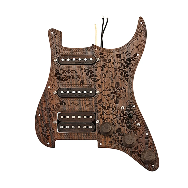 

Prewired-Loaded SSH ROSE Wood Pickguard Alnico V Pickups Plate For Strat Electric Guitar Accessories