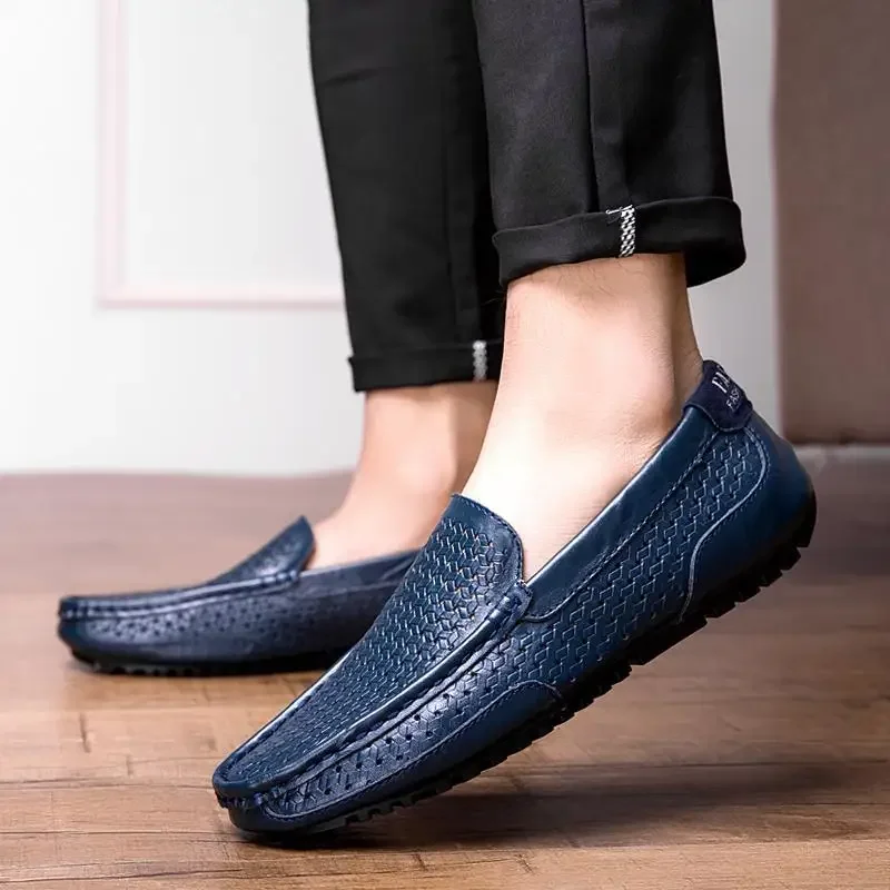 

Мокасины мужские из натуральной кожи, новинка 2023, универсальные модные туфли в Корейском стиле с мягкой подошвой, Высококачественная деловая повседневная обувь в европейском стиле
