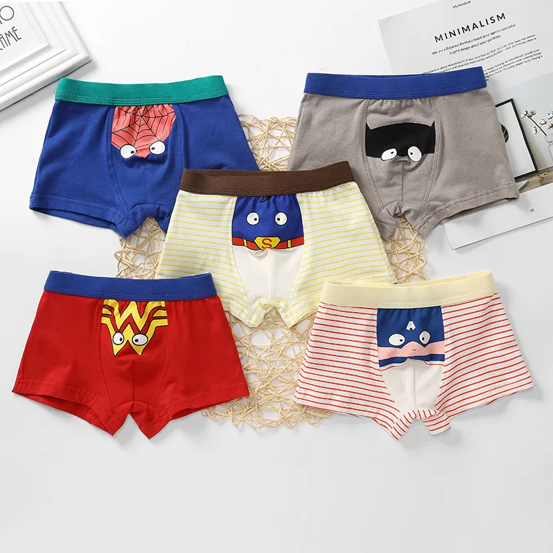

Spiderman Superman Pattern Children's Panties Boys Boxer Briefs Kids Cotton Underwear Cartoon Print Soft Baby Boy Underpants