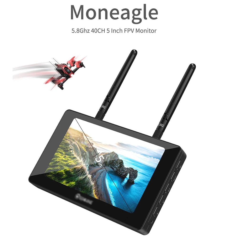 SoloGood Moneagle 5 Inch With DVR IPS 800x480 5.8G 40CH Diversity Receiver 1000Lux FPV  HD Display For RC Drone Radio Controller