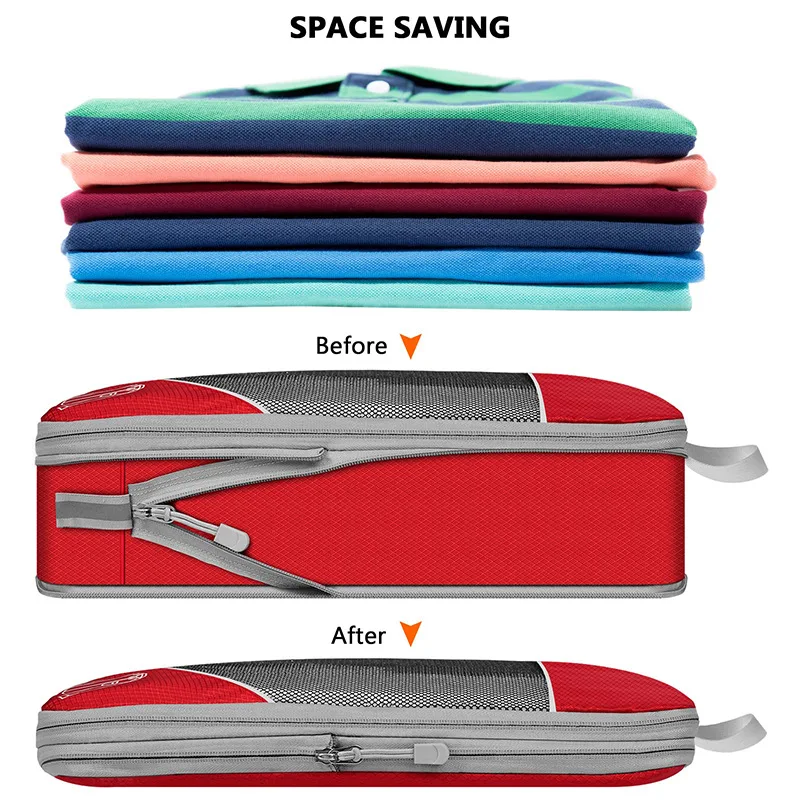 3/6PCS Compressed Travel Packing Cubes Storage Organizer Set with Shoe Bag Luggage Portable Suitcase Bag Travel Accesorio Viaje