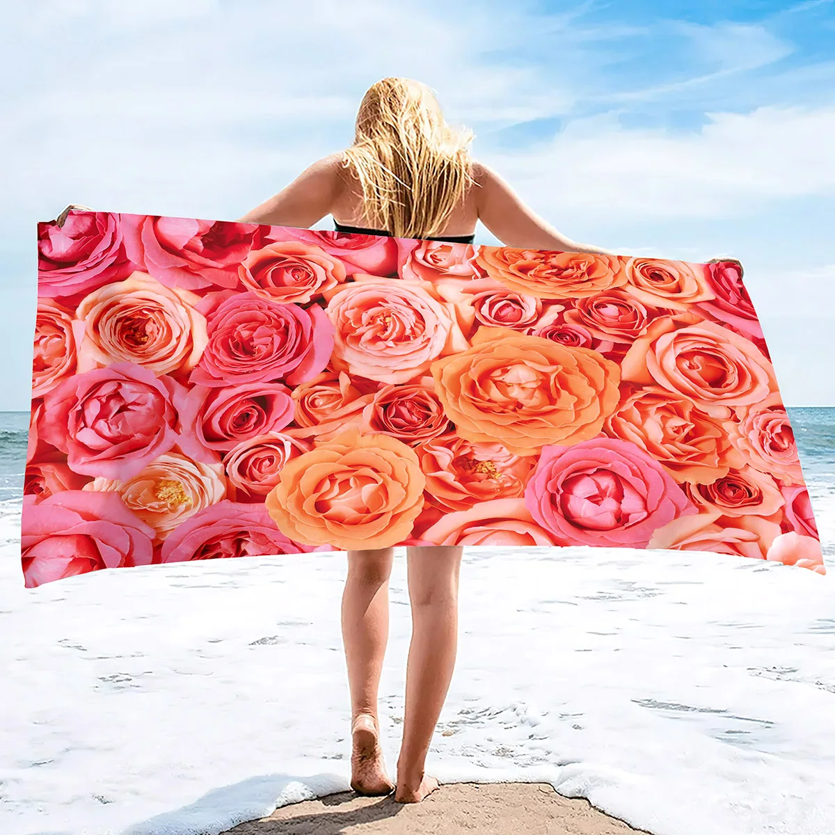 

Pink Flowers Towels Peony Rose Floral Green Leaves Bathroom Kitchen Hand Towels Beach Bath Face Towels for Yoga Swim Golf