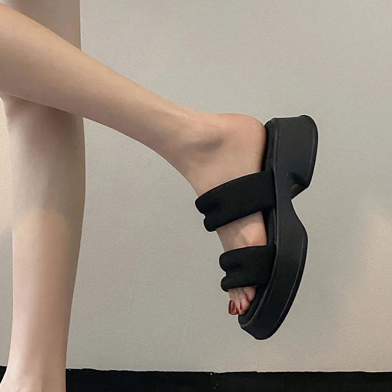 FAFA Slippers Female External 2023 Summer Round Head Thick Bottom Comfortable Non-slip Hundred With Beach A Word Slippers