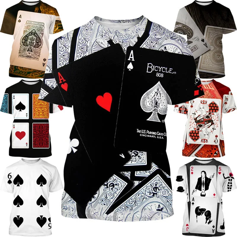 

New Playing Card 3D Print T-shirt Unisex Men's Casual Funny Short Sleeve Top