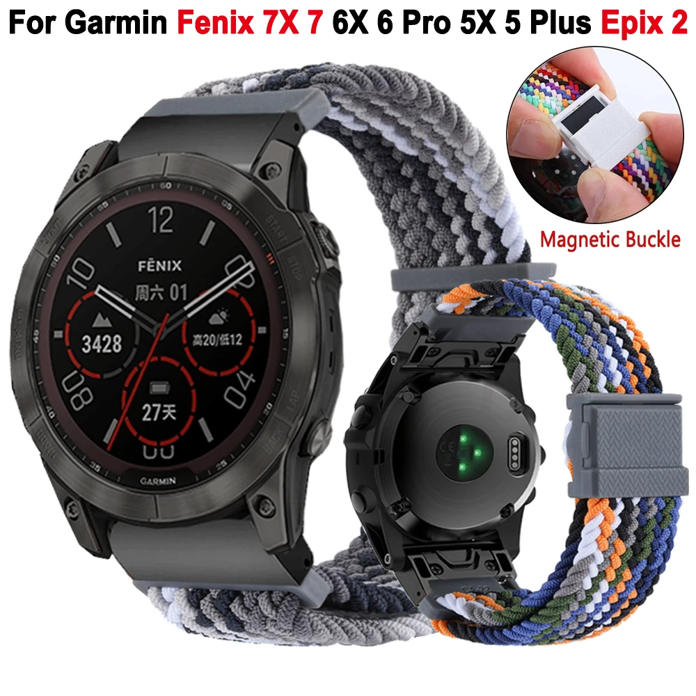 

22mm 26mm Strap For Garmin Fenix 7 7X 5 5X Plus 6 6X Pro Descent MK1 MK2/MK2i Epix Gen 2 Smart Bracelet Braided Nylon Watch Band