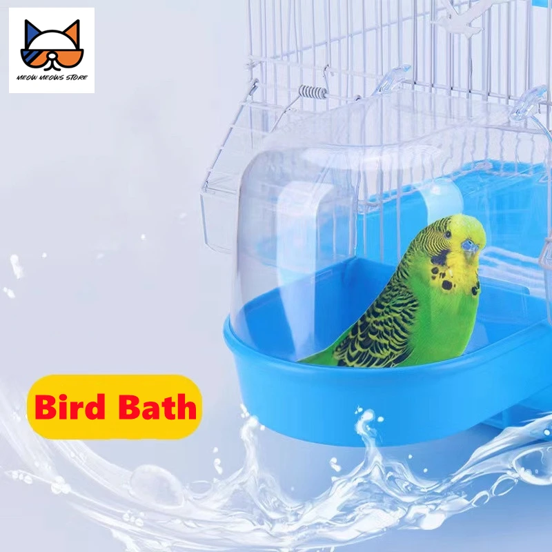 Bird Bath Box Long-tailed Parakeet Cage Bird Bathing Tub for Small Birds Canaries Parrots