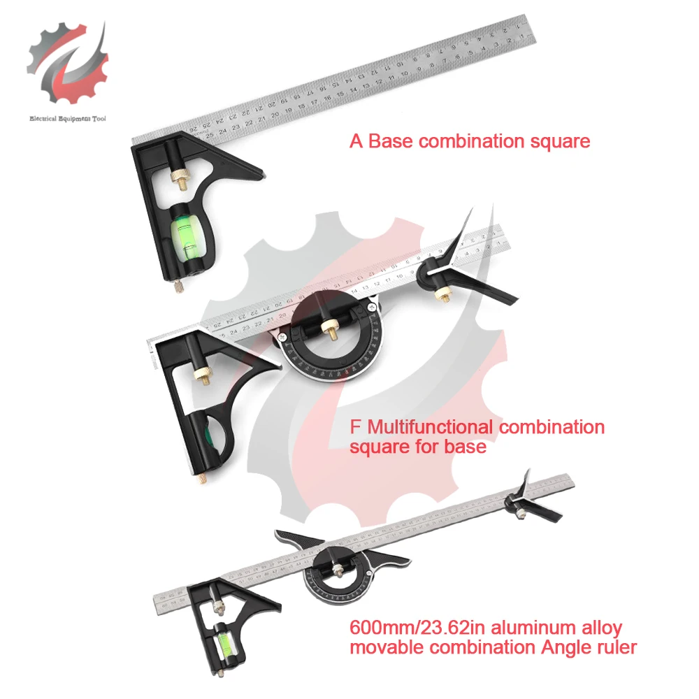 

Multi Combination 300mm/600mm Square Angle Ruler Adjustable Ruler Measuring Set Universal Ruler Right Angle Protractor Tools