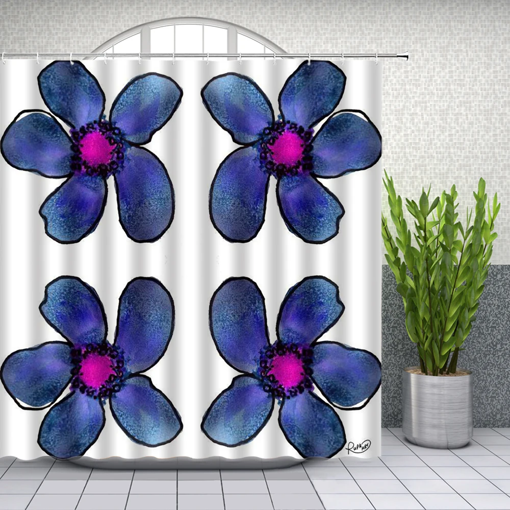 Цветочная занавеска для душа яркий цветочный узор с красочными цветами