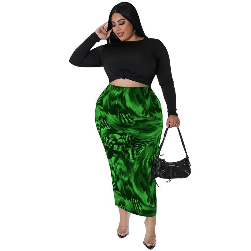 Plus Size Dresses Slim Fit O-Neck  Long Sleeve Dresses for Women  Ankle-Length Dresses for Women 2022 Sexy Two Piece Set Women