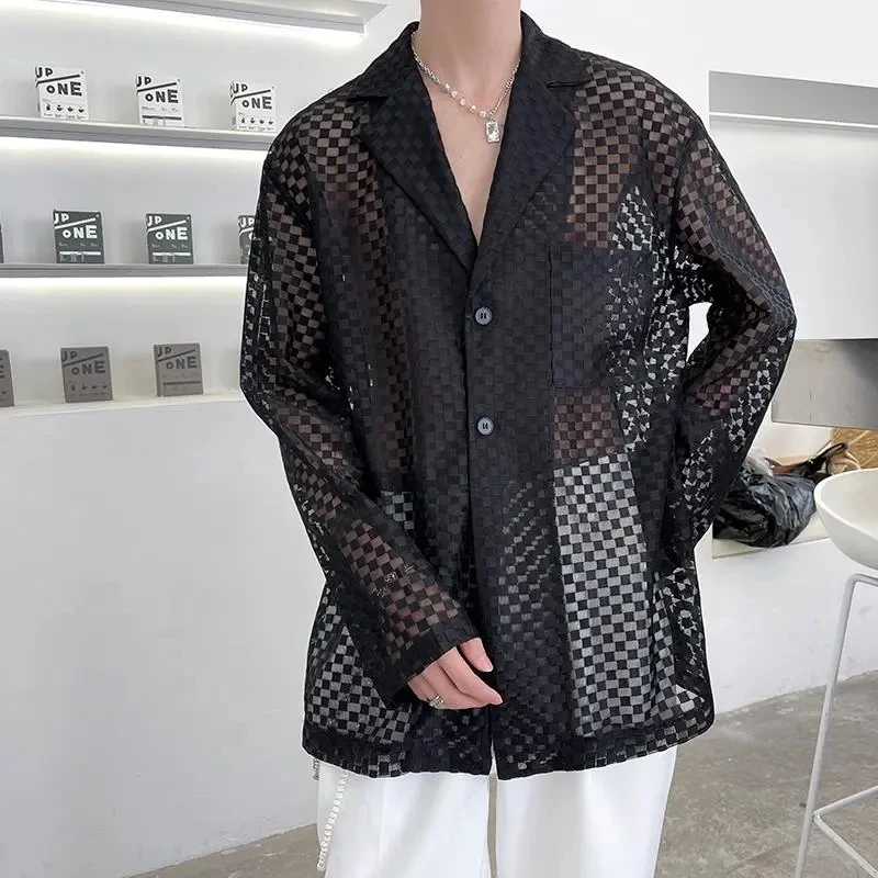 

Mesh Thin Sunscreen Sunproof Man Boy's Chic Loosen Shirts See Through