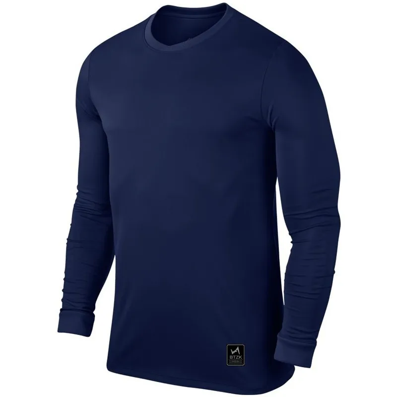 

New Men Bodybuilding Sport T-shirt Fitness Training Long-sleeved Bottom Top Breathable Quick Dry Top Gym Running T Shirt Tight