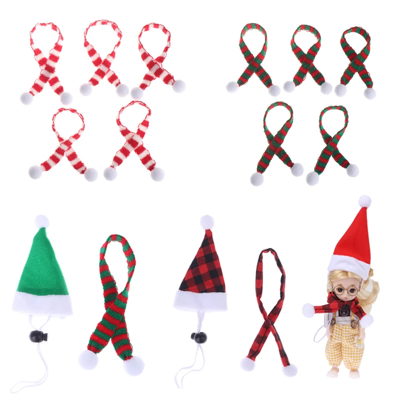 

Вязаный мини-шарф, головной убор кукольные головные уборы, Рождественский Декор для домашней сцены, костюм для маленького питомца