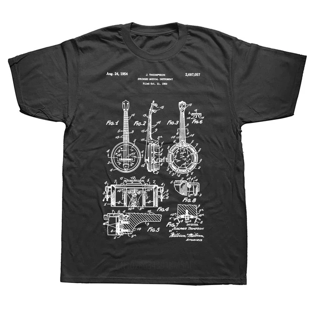 Забавные классические винтажные футболки с лакированным принтом 1882 банджо