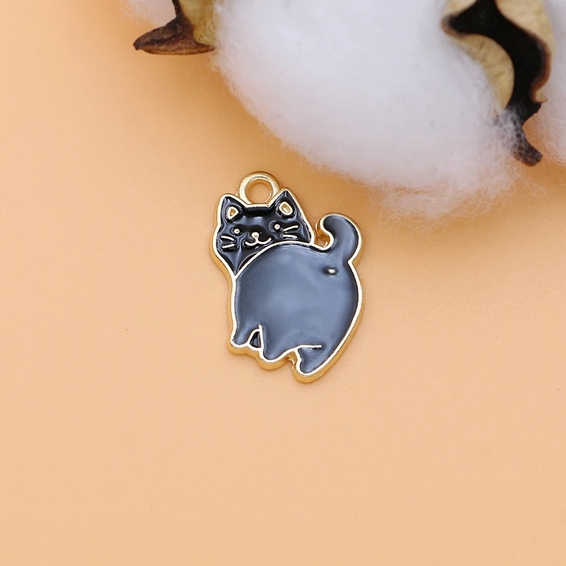 10 шт. эмалированные Подвески в виде милых кошек для самостоятельного