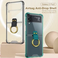 cases for samsung galaxy z flip 3 5g transparent bumper silicone tpu phone cover for samsung z flip 3 coque with holder ring