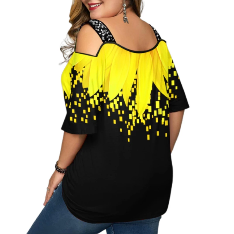 Women Oversized T Shirt Sexy Off Shoulder Graphic Tees Women Plus Size 4XL 5XL Women'S Clothing Female Pullover Camisetas Mujer