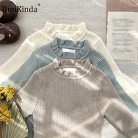 rinikinda 2022 autumn baby girls bottom sweater solid soft cotton clothing for kids girls casual knitted children sweaters