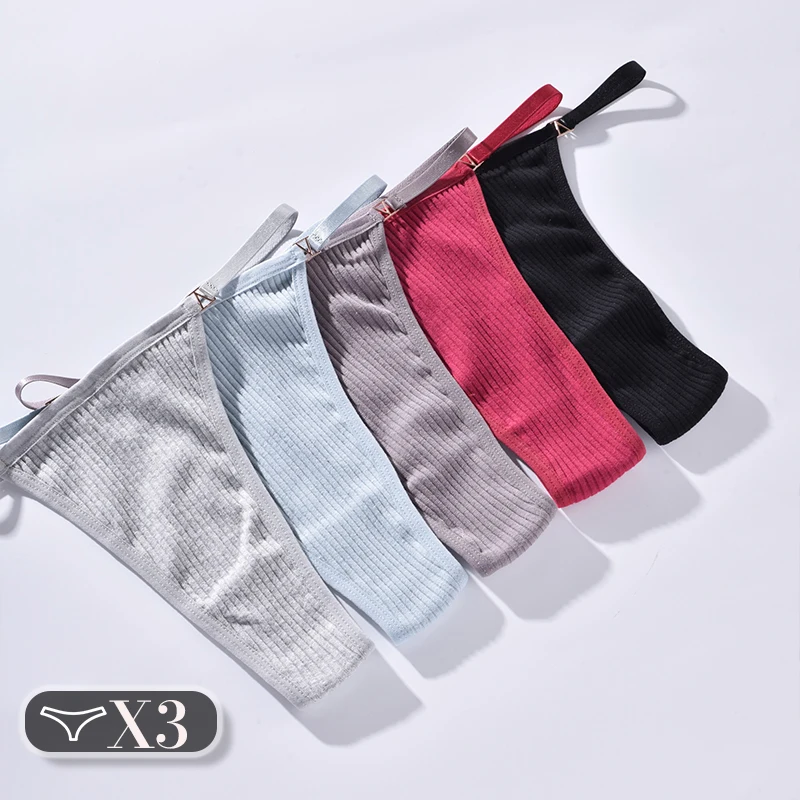 3PCS Cotton Breathable Fashion Women's Thongs Warm Comfortable Underwear Seamless Soft Panties Erotic G-strings
