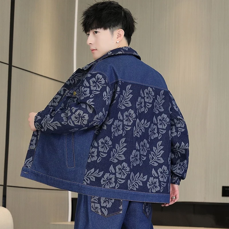 Куртка мужская с принтом Повседневная рубашка множеством карманов воротником