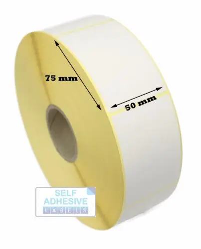 

Белые этикетки для термопереноса, 50 мм x 75 мм для термопереносных принтеров, рулон 2k