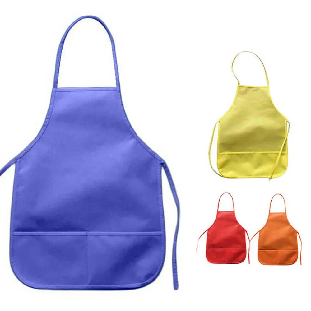 

Apron Kids Children Non-woven Fabric Pocket Kitchen Painting DIY Art Class Cover