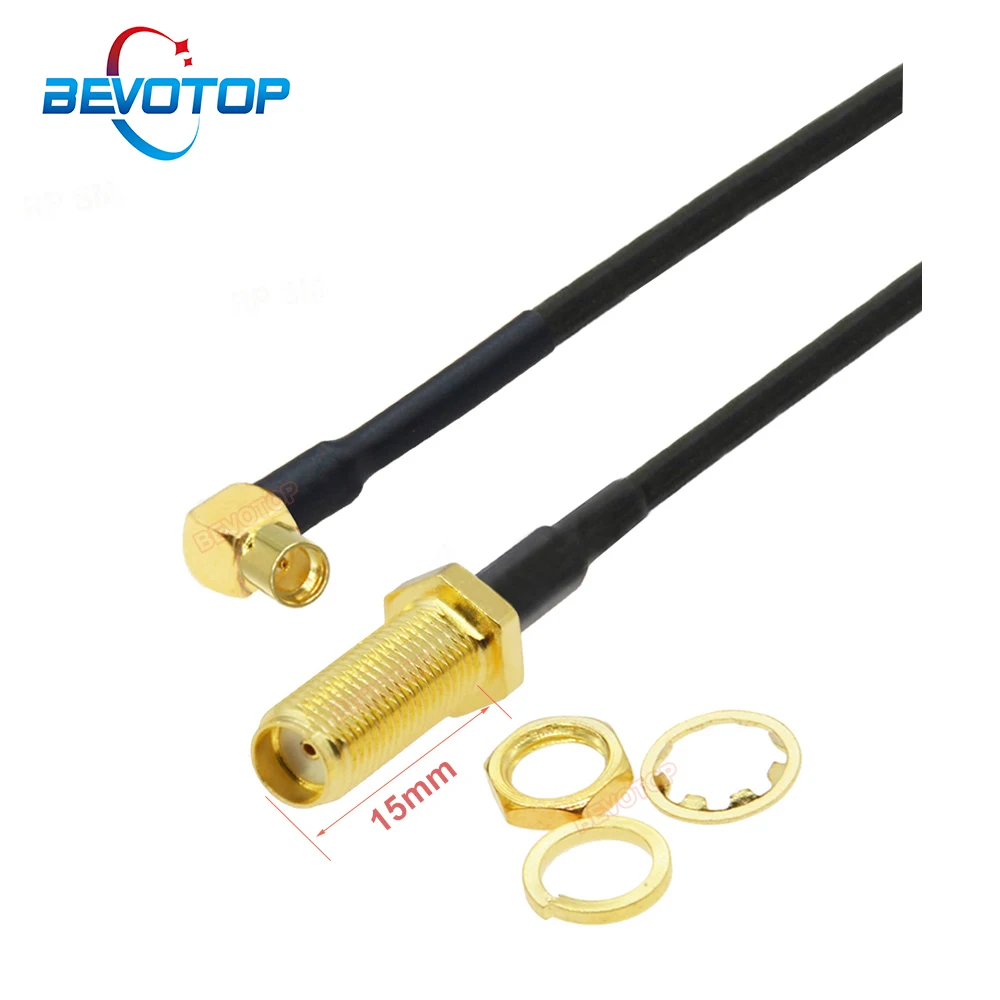 

Переходник MMCX с прямым углом 90 ° на гнездо SMA 15 мм резьба перегородка RG174 кабель 50 Ом RF коаксиальный джемпер FPV антенный адаптер