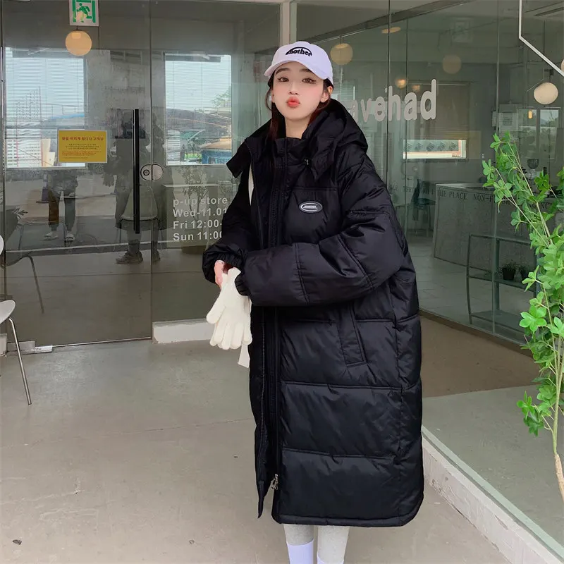 Down Jacket Women's Long Style Over The Knee 2022 New Loose Winter Cotton-Padded Jacket Women Explosive Style Padded Jacket